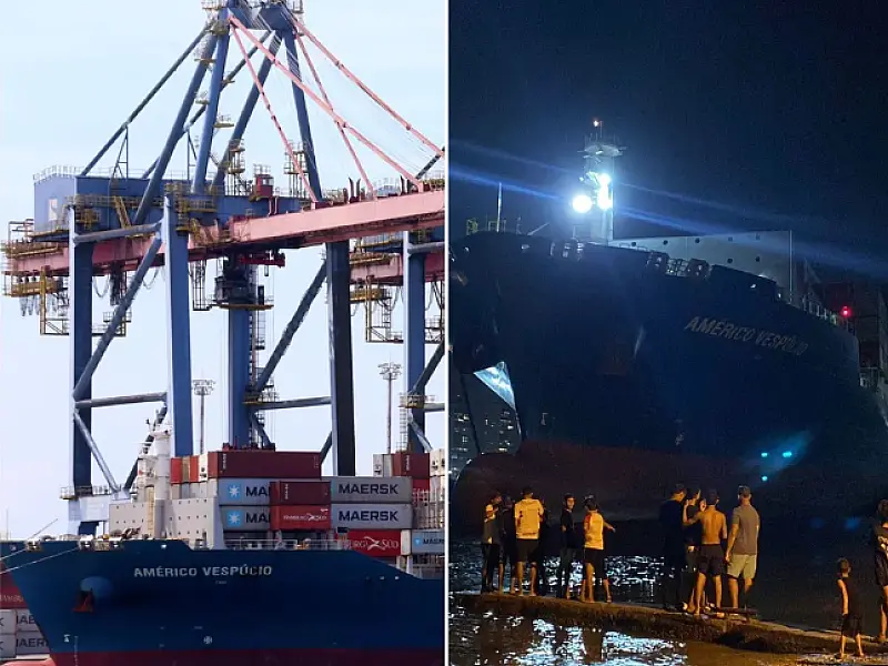 Navio de contêiner apresenta falha no sistema do motor e para no Guarujá