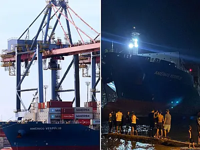 Navio de contêiner apresenta falha no sistema do motor e para no Guarujá