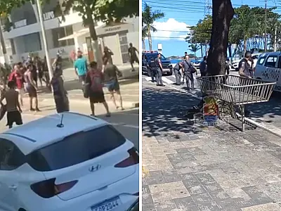 Paraguaios causam confusão na praia de Pitangueiras no Guarujá, nesta quinta-feira