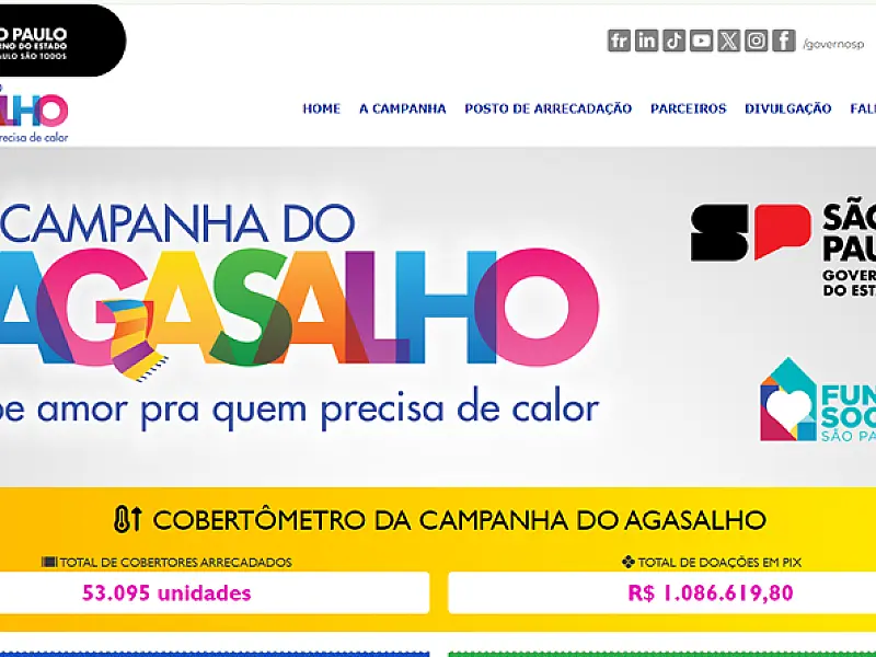 Fundo Social de São Paulo lança Cobertômetro para marcar dois meses da Campanha do Agasalho