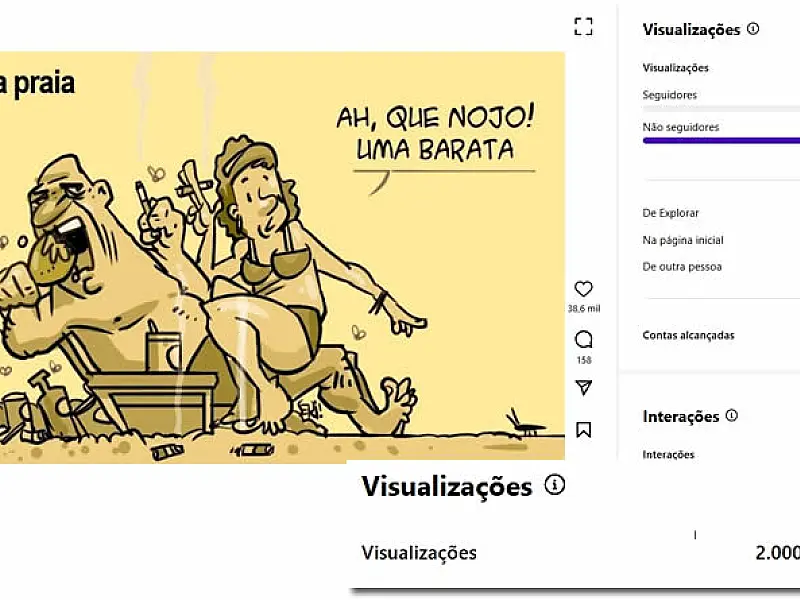 Charge sobre turismo e meio ambiente viraliza e é vista por mais de 2 milhões de internautas