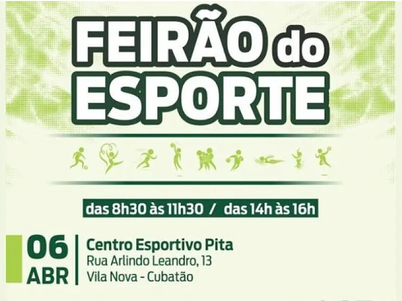 Feirão do Esporte apresenta modalidades esportivas à população durante aniversário de Cubatão