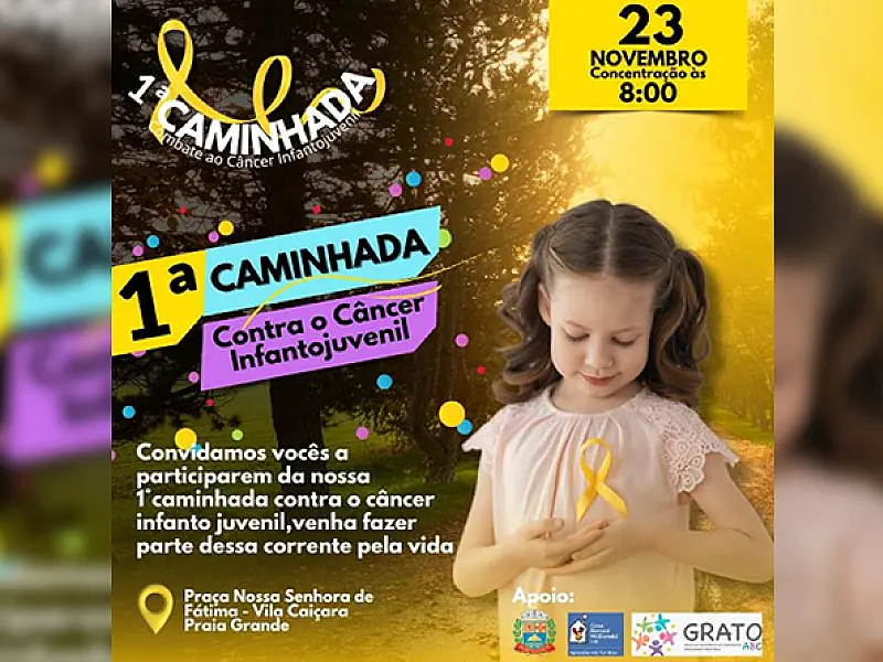 Caminhada de alerta contra o câncer infantojuvenil na Baixada Santista ocorre dia 23 em Praia Grande