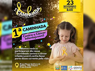 Caminhada de alerta contra o câncer infantojuvenil na Baixada Santista ocorre dia 23 em Praia Grande