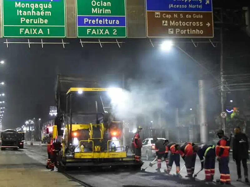 Avenida Ayrton Senna da Silva, em Praia Grande/SP, recebe obras de revitalização