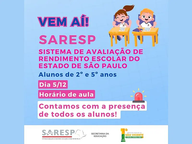 São Vicente: Saresp encerra ciclo de avaliações diagnósticas na rede de ensino