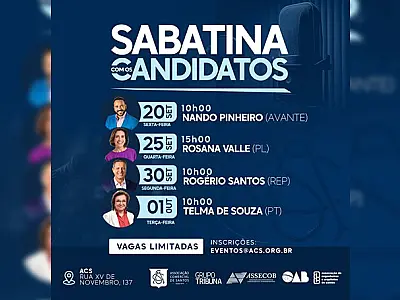 Associação Comercial de Santos promove ciclo de sabatinas com os candidatos à Prefeitura de Santos
