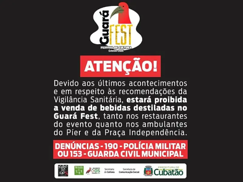 Está proibida a venda de bebidas destiladas no Guará Fest