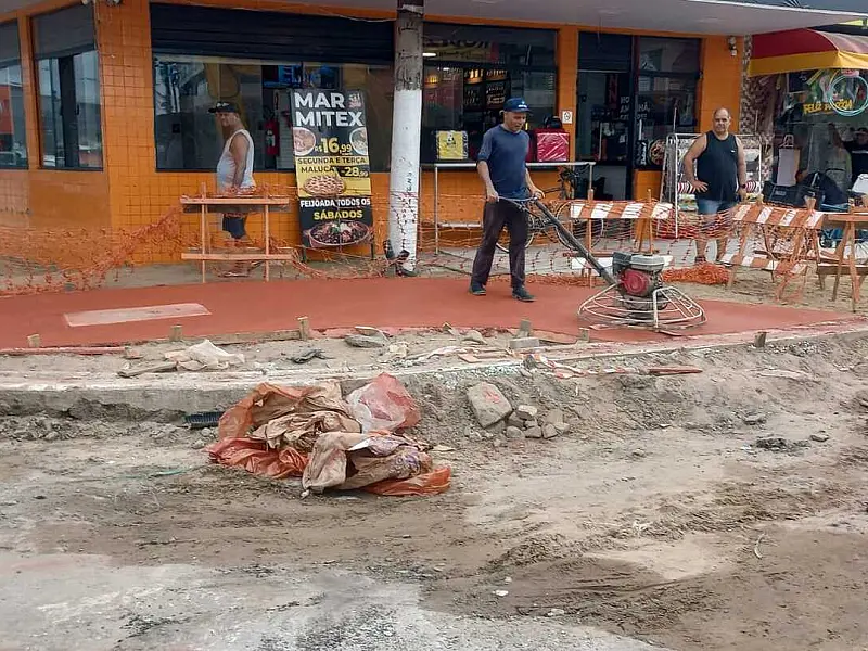 Começa a concretagem da ciclovia na Zona Noroeste de Santos
