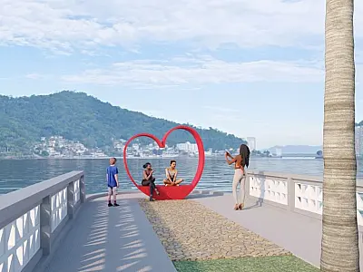 Nova Orla da praia do Gonzaguinha terá píer inspirado no amor por São Vicente