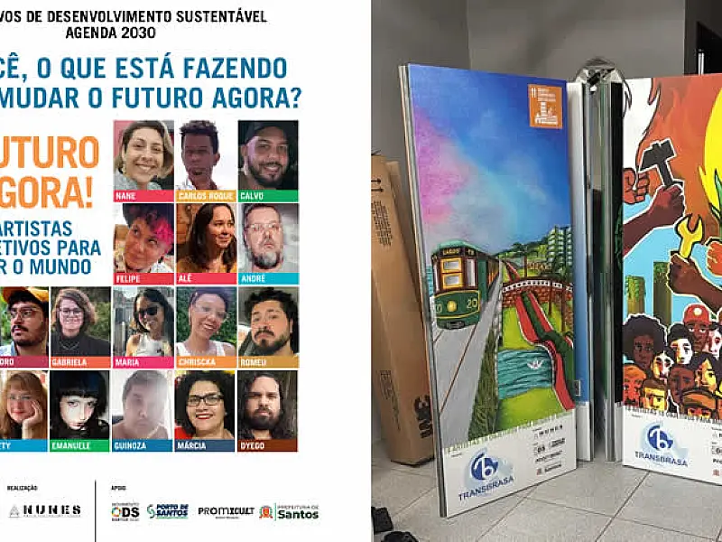 Santos recebe megaexposição inédita sobre os ODS com totens de 1,7m no espaço urbano