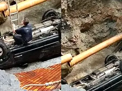 Cratera abre e engole carro com motorista em avenida de São Paulo