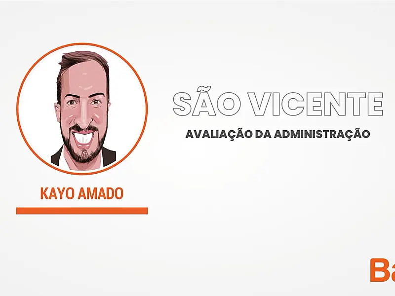 Curva de tendência da aprovação versus reprovação do prefeito Kayo Amado, de São Vicente.