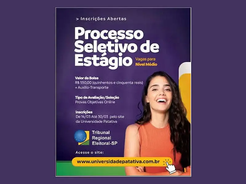 TRE-SP abre seleção de estágio com 175 vagas para estudantes de ensino médio