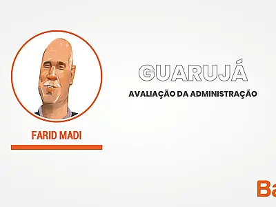 Curva de tendência da aprovação versus reprovação do prefeito Farid Madi, do Guarujá.