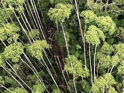 Helicóptero desaparecido é localizado em região de mata em Paraibuna (SP)