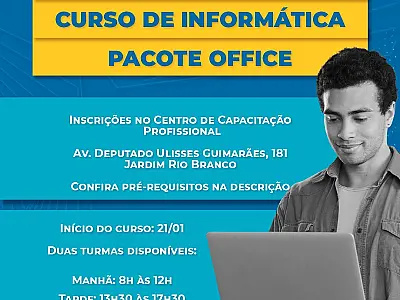 São Vicente abre 80 vagas para curso gratuito de Pacote Office
