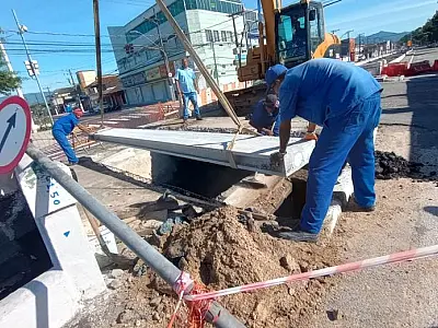 Começa ampliação de ponte em avenida da Zona Noroeste de Santos