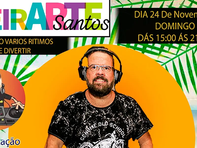 FeirArte de Santos celebra aniversário com bolo, "parabéns pra você" e muita música