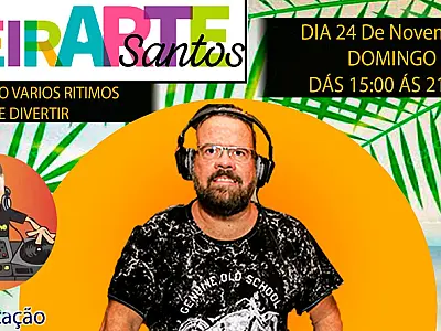 FeirArte de Santos celebra aniversário com bolo, "parabéns pra você" e muita música