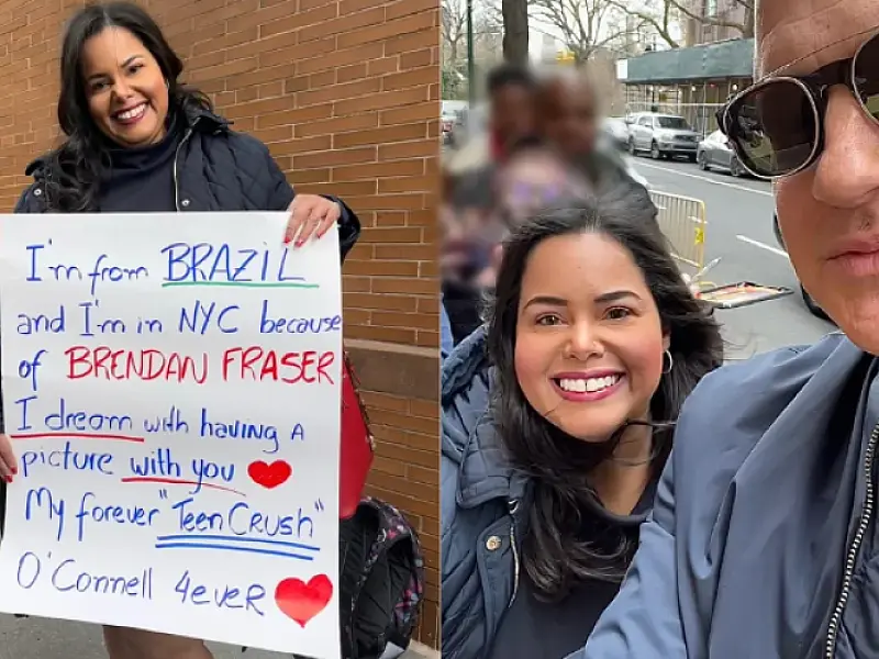 Santista realiza sonho de juventude de conhecer ator norte-americano Brendan Fraser