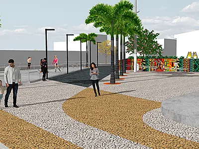 Praça da Liberdade Zumbi dos Palmares começa a ser construída em Praia Grande
