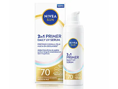 NIVEA SUN: fórmula 2 em 1 com FPS70 e duplo ácido hialurônico