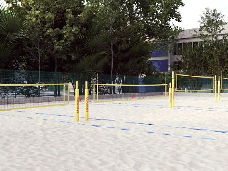 Quadras de esportes de areia começam a ser construídas no Centro Rebouças, em Santos