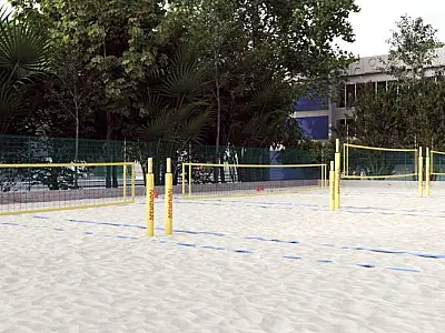 Quadras de esportes de areia começam a ser construídas no Centro Rebouças, em Santos