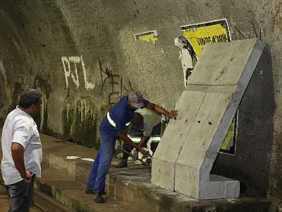 Começa instalação de barreira no túnel do VLT que interliga Santos - São Vicent
