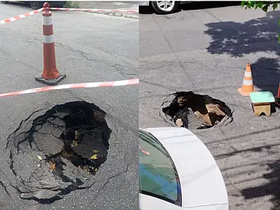 Santos está afundando: Buracos viram rotina em diversas ruas da cidade
