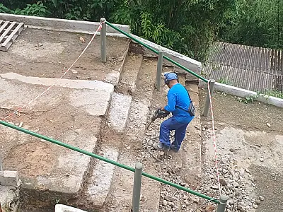 Avançam obras de contenção, drenagem e revitalização do acesso ao Monte Serrat, em Santos