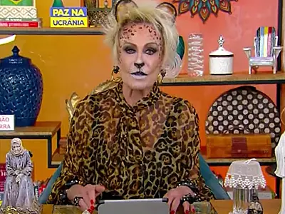 Ana Maria Braga surge de onça ao vivo para estreia de 'Pantanal'
