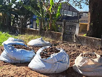 Em Cubatão, prosseguem ações que removem material orgânico da linha férrea
