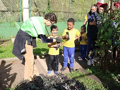 Criançada curte oficina de plantio nas atividades de férias do Jardim Botânico de Santos