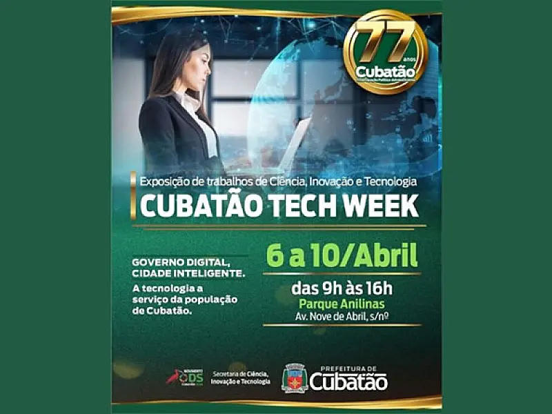 Ciência e tecnologia: Prefeitura promove o 'Cubatão Tech Week', de 6 a 10/4