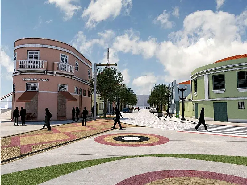 Obras preparam rua em Santos para se tornar atração histórica e turística