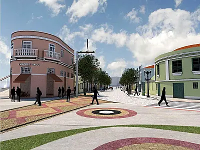 Obras preparam rua em Santos para se tornar atração histórica e turística