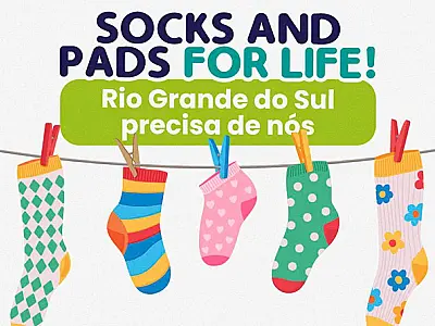 Socks and Pads for LIFE!: escola de inglês arrecada meias e absorventes para vítimas do RS