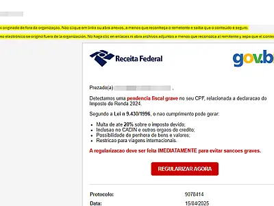 Receita Federal alerta: criminosos simulam endereços de e-mail do Órgão para aplicar golpes