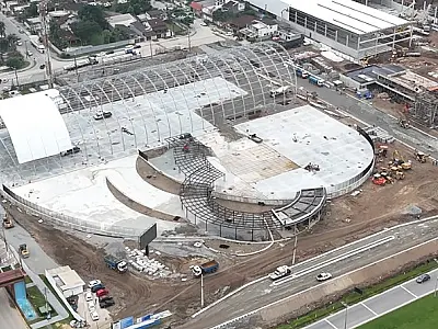 Obras da Arena Bertioga ganham forma e seguem em ritmo acelerado