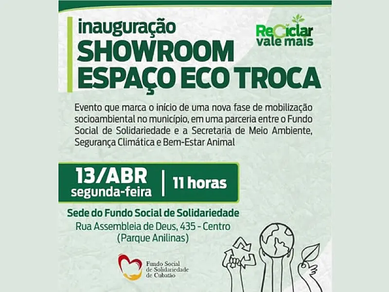 Cubatão lança vitrine sustentável com troca de recicláveis por moeda social nesta segunda (13)