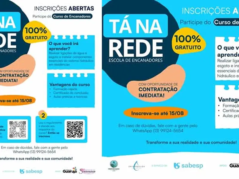 Sabesp e Prefeitura de Guarujá lançam curso gratuito de encanadores