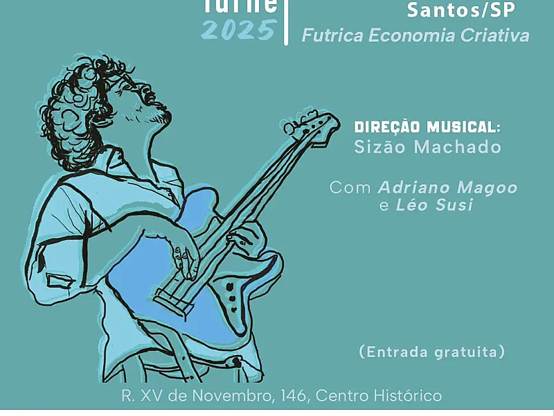 Fuca, contrabaixista de Ubatuba, faz show em Santos com show gratuito de música instrumental