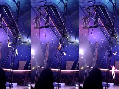 Trapezista cai em apresentação no circo e fica ferido no Ceará; veja vídeo