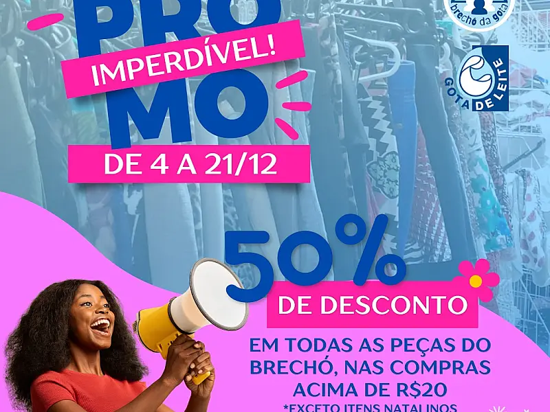Bazar da Gota está com 50% de desconto, em dezembro
