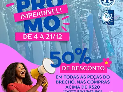 Bazar da Gota está com 50% de desconto, em dezembro