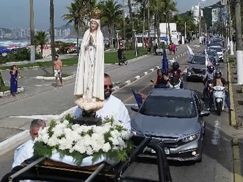 Imagem peregrina de Nossa Senhora de Fátima ficará até o final do mês no Guarujá
