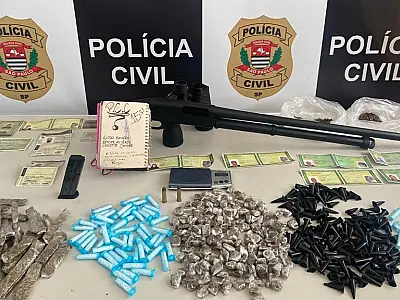 Polícia Civil apreende armas de fogo e mais de quatrocentas porções de drogas