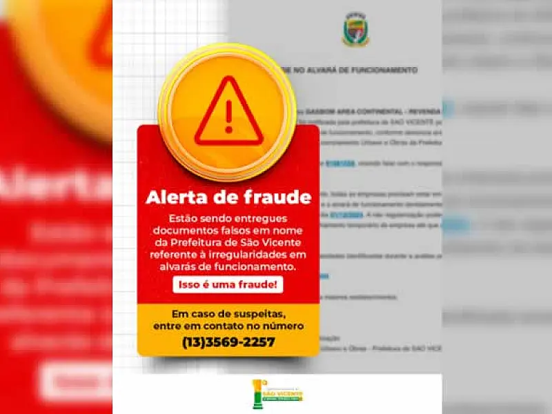 Prefeitura de São Vicente emite alerta sobre tentativa de golpe usando o nome da administração
